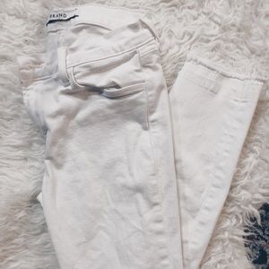J Brand Cropped Ripped White Jeans